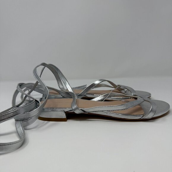 Stuart Weitzman Anita Metallic Leather Ankle Strap Flat Sandals Women's 7 NWOB - Picture 12 of 16
